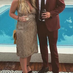 Lepord Print Satin Wrap Dress